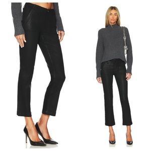 Paige NWT Mayslie Straight Ankle Cropped Black Fog Luxe Coating Jeans Size 25